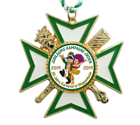Karnevalsorden schlicht in spitzer Form medaille, grünes kreuz, Emaille, Schmuck, Anhänger