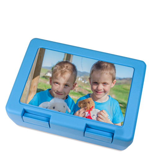 Brotdose mit Foto in Hellblau Brotdose mit Foto in Hellblau