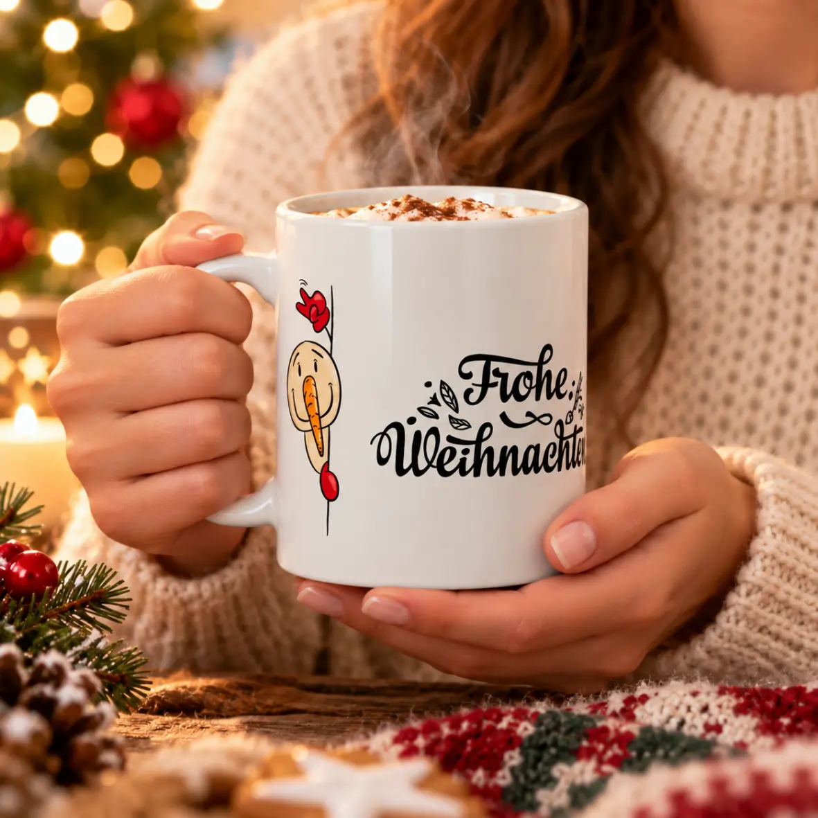 Tasse, Kaffee, Weihnachten, Schneemann, Muster