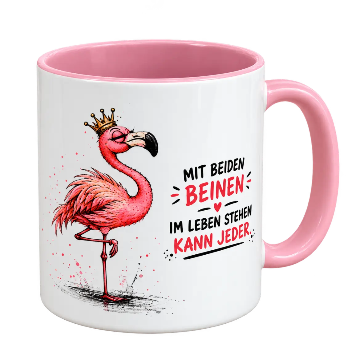 Flamingo, Becher, Pink, Spruch, Kunst