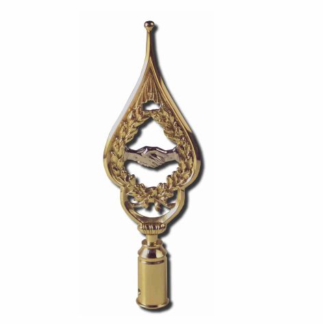 Rahmenspitze Bruderhände, Messing poliert, Höhe 28cm