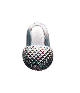 Eichel versilbert mit Splint, Kragenauflage Versilberte Eichel als Kragenauflage mit Splint, silberfarbenes Zierelement mit glatter Kappe und strukturierter Eichelbasis