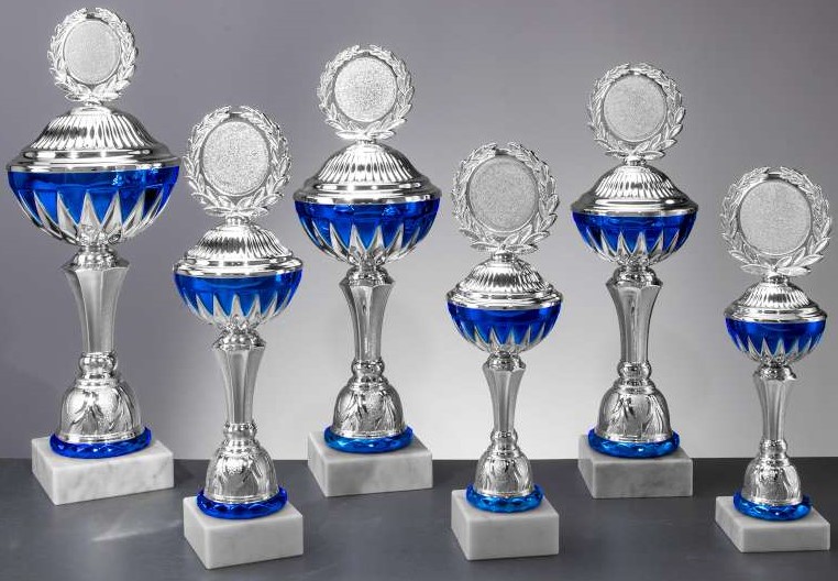 Pokal Leon silber / blau H 395 mm / D 140 mm