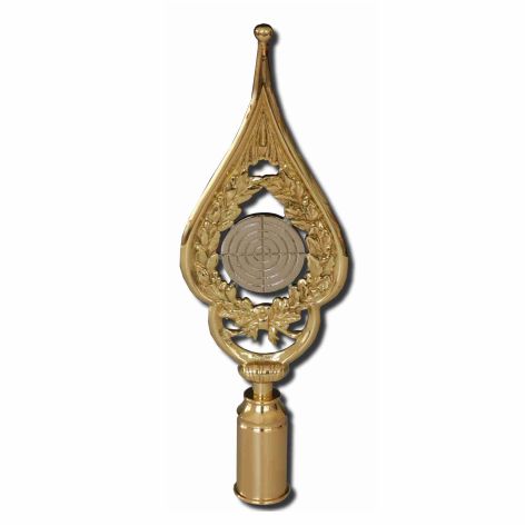 Rahmenspitze Schützen, Messing poliert, Höhe 28cm