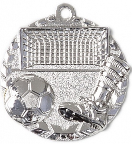 Zamak-Medaille Fußball Ø 47 mm - silber