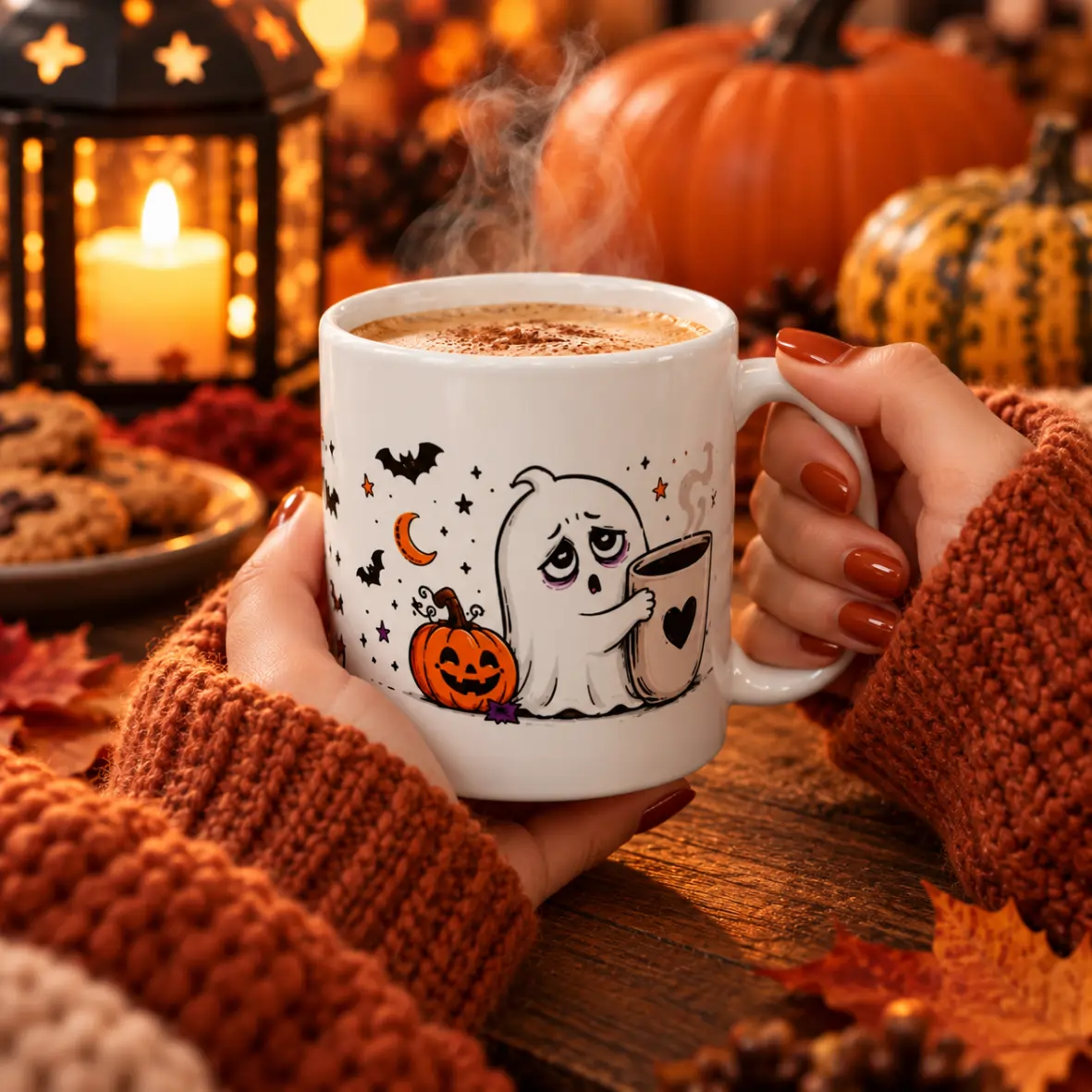 Kaffeetasse, Halloween, Kürbis, Geist, Muster