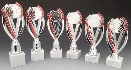 Ständer - Trophäe H 251 mm silber / rot Ständer - Trophäe H 251 mm silber / rot