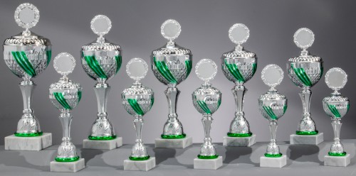 Pokal Ronja silber / grün H 485 mm / D 160 mm