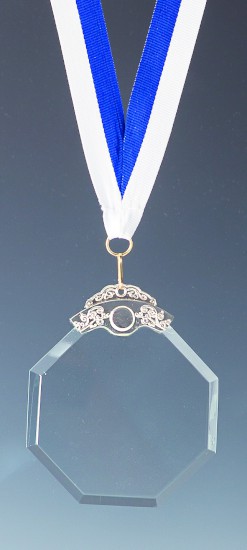 Glasmedaille mit Schmucköse silber - D 85 mm Glasmedaille mit Schmucköse silber - D 85 mm