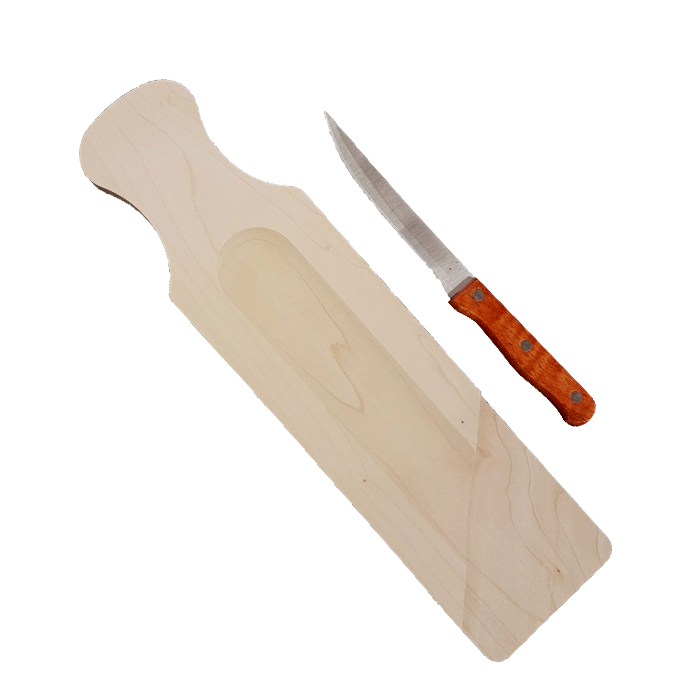 Salamibrett mit Messer, Ahorn incl. Laserung