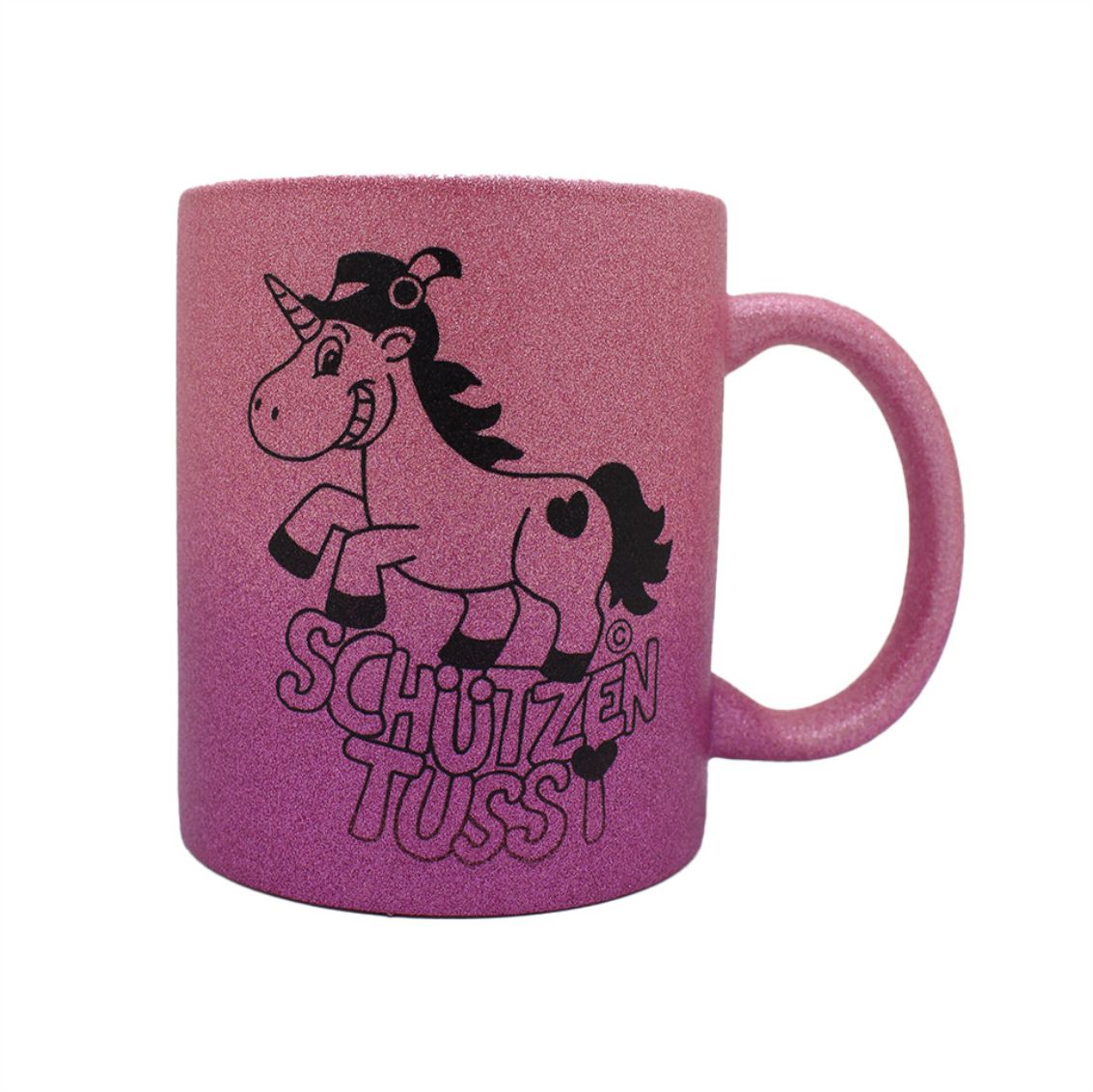 Glitzertasse Lila/Pink mit Schützentussi Motiv