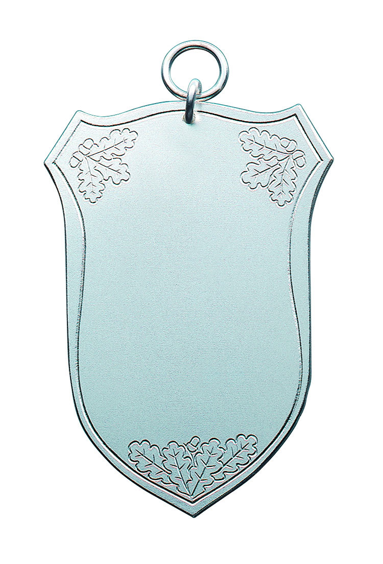Schild mit Eichenlaub, versilbert mit Öse und Ring