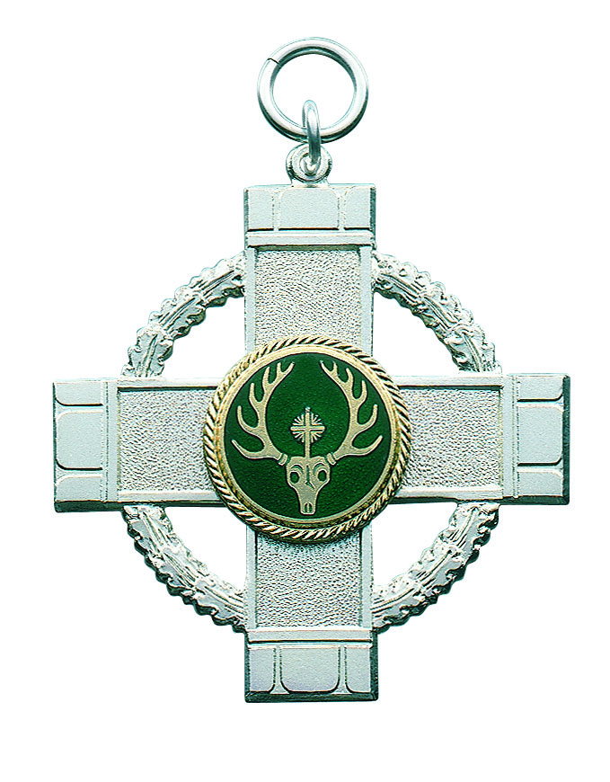 Orden Kreuz mit Kranz, versilbert mit Öse und Ring Orden Kreuz mit Kranz, versilbert mit Öse und Ring