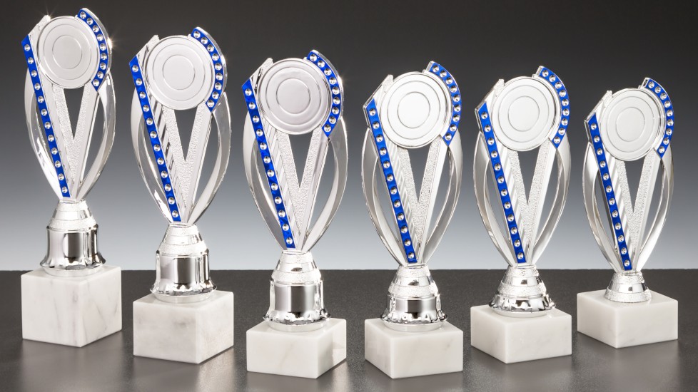 Ständer - Trophäen H 231 mm silber / blau