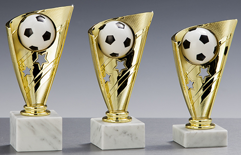 3er - Pokalständer Fußball - auf Marmorsockel 3er - Pokalständer Fußball - auf Marmorsockel