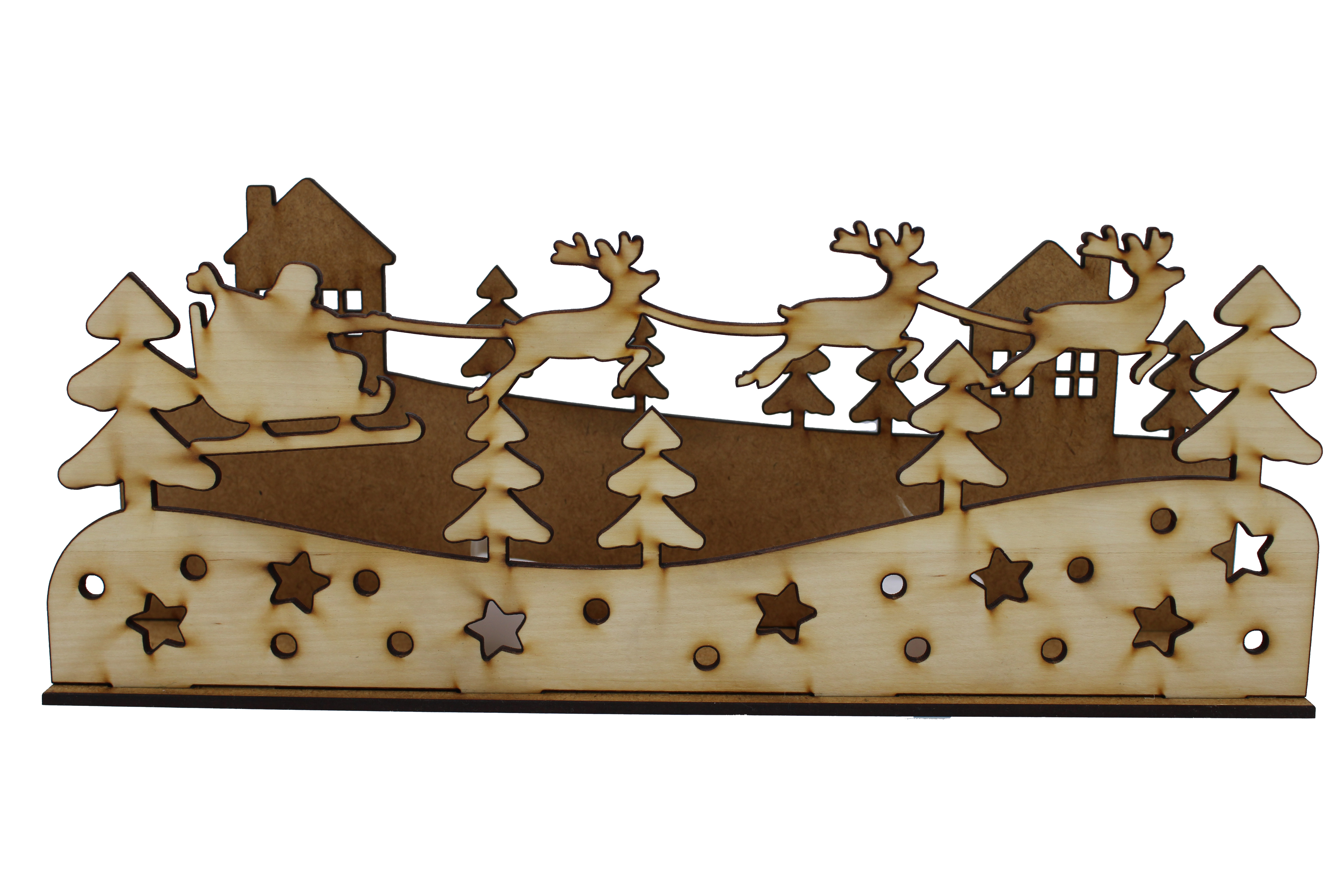 Diorama Weihnachtsmann mit Schlitten mit LED Beleuchtung - Handgefertigt