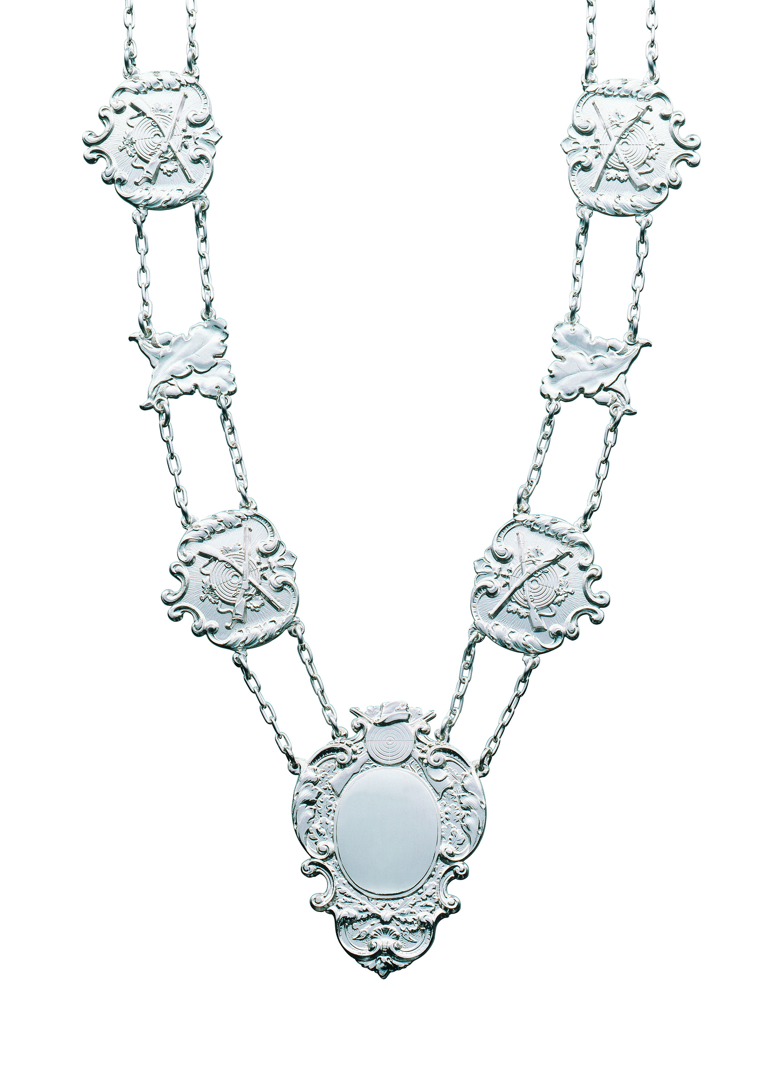 Kette mit Schild und 10 Kettengliedern versilbert Kette mit Schild und 10 Kettengliedern versilbert