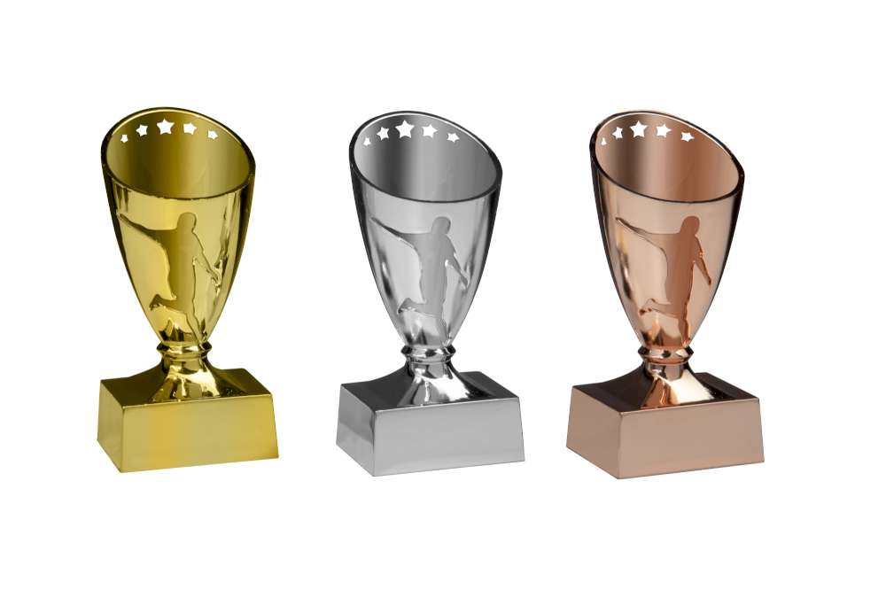 3er-Serie Fußball-Cup / bronze, silber, gold / Höhe 120 mm 3er-Serie Fußball-Cup / bronze, silber, gold / Höhe 120 mm