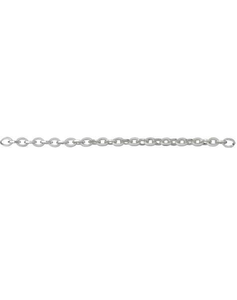 Kette versilbert per Meter in Altsilber mit ovalen Gliedern Versilberte Meterkette in Altsilber mit ovalen, gemusterten Gliedern für Kettenverlängerung oder individuelle Kettengestaltung