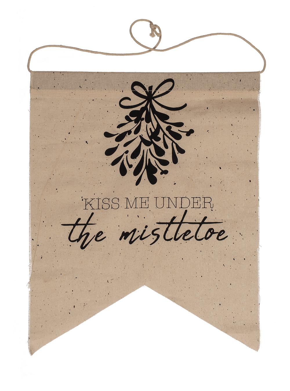 Naturfarbener Wimpel, Kiss Me.... 30 x 37cm