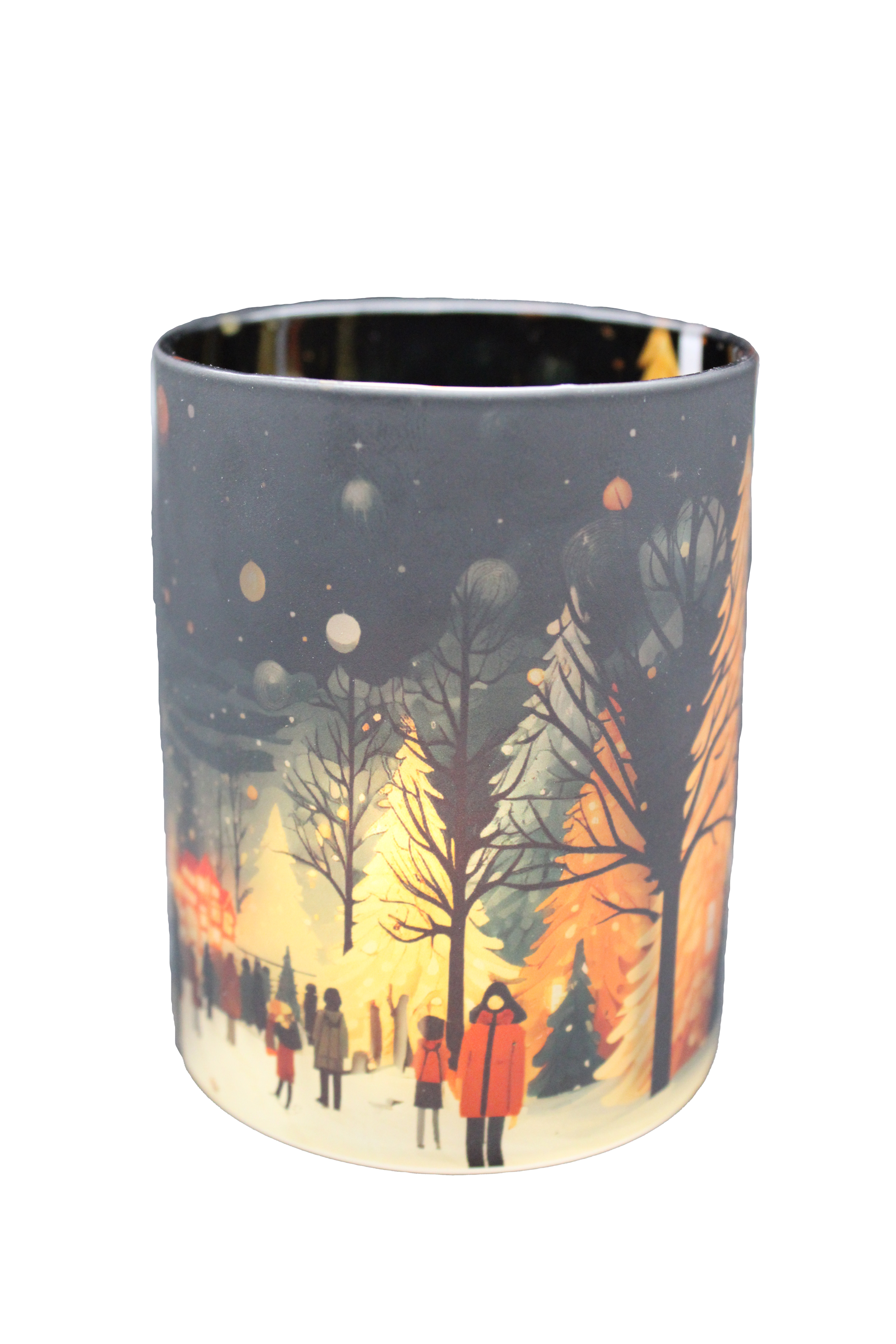 Kerzenglas mit Wintermotiv