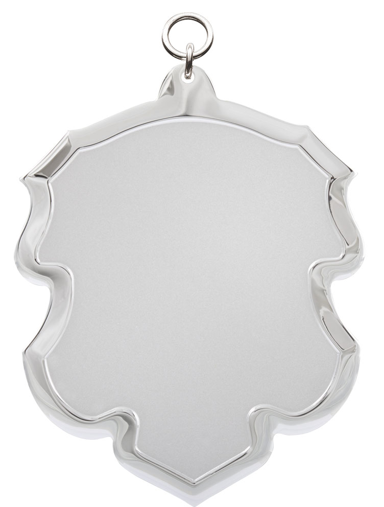 Schlichtes Schild versilbert mit Öse und Ring