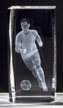 Kristallglasblock - Fußball 3D 100 x 50 x 50 mm