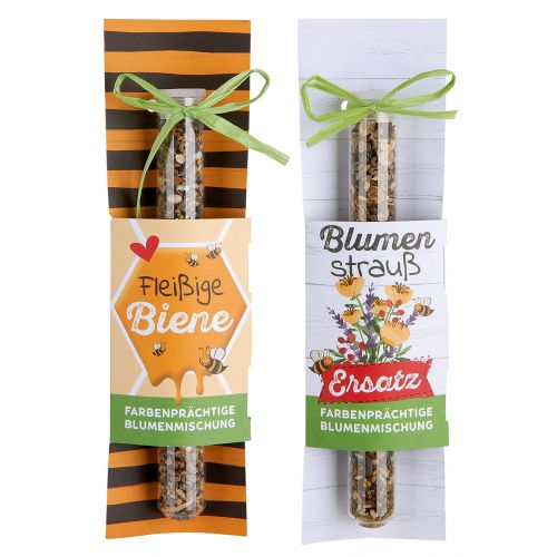 Blumensamen im Reagenzglas Biene Blumensamen im Reagenzglas Biene