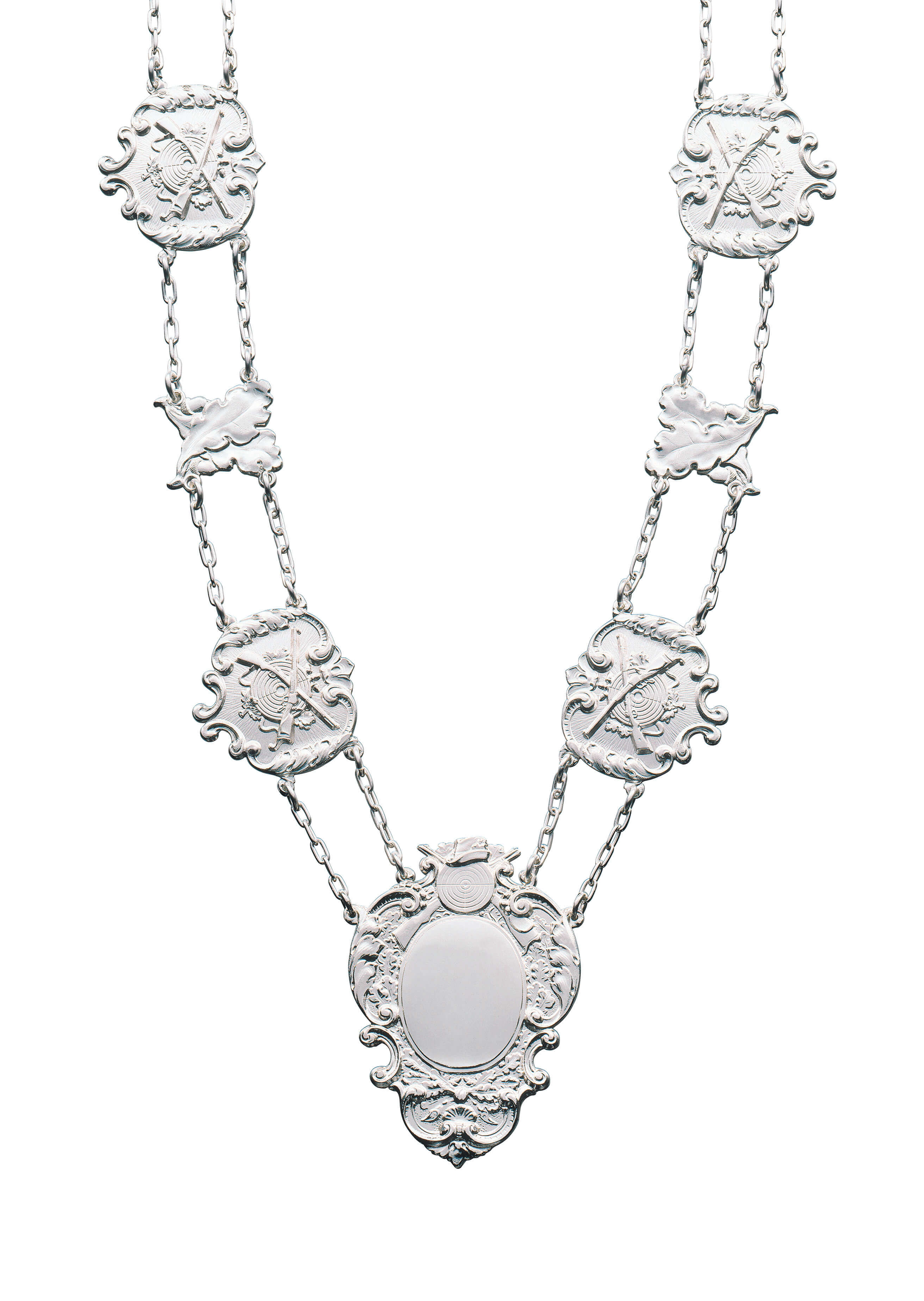 Kette mit Schild und 10 Kettengliedern versilbert