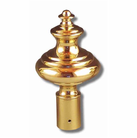 Stangenabschluß, Messing poliert 10cm, Höhe 19cm