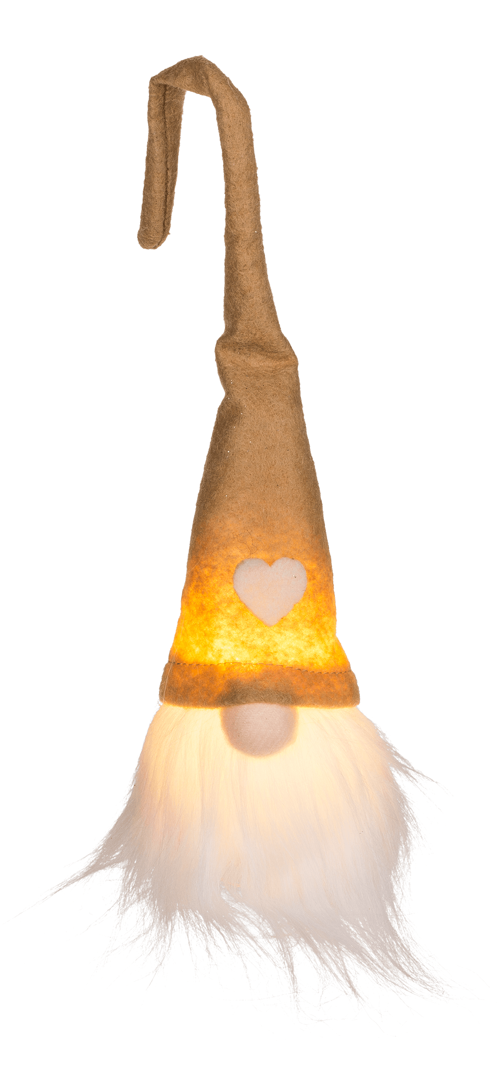 Weihnachtswichtel mit LED (inkl. Batterie) zum Aufhängen beige, 26 x 5cm 
