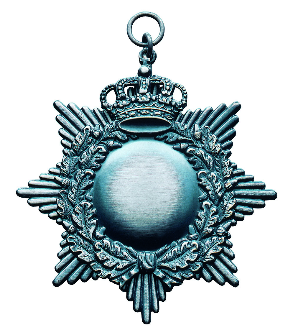 Orden Sternform mit Krone und Eichenlaub versilbert mit Öse und Ring