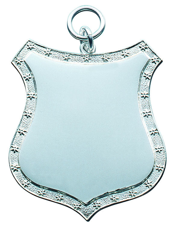 Schild versilbert mit Öse und Ring