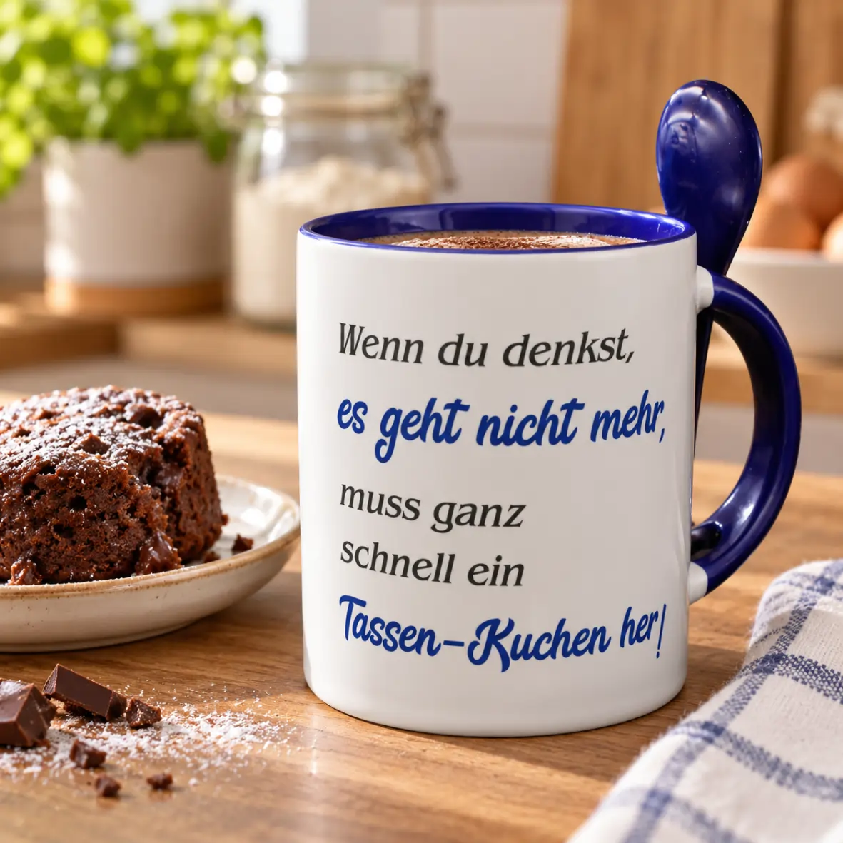 Kaffeetasse, Tassenkuchen, Spruchtasse, Keramiktasse, MusterText