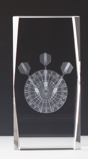 Kristallglasblock 3d-Dart -  6x4x4 cm mit Geschenkbox