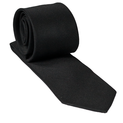 Schützenkrawatte schwarz mit Clip Schwarze Schützenkrawatte in Uni-Optik, normal lang, mit schmal zulaufender Spitze und leicht strukturierter Polyester-Oberfläche