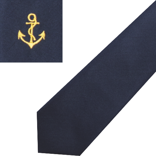 Marine-Krawatte mit Anker in Blau Marine Marine-Krawatte in Blau Marine mit goldfarbener Anker-Stickerei und fein strukturierter Oberfläche
