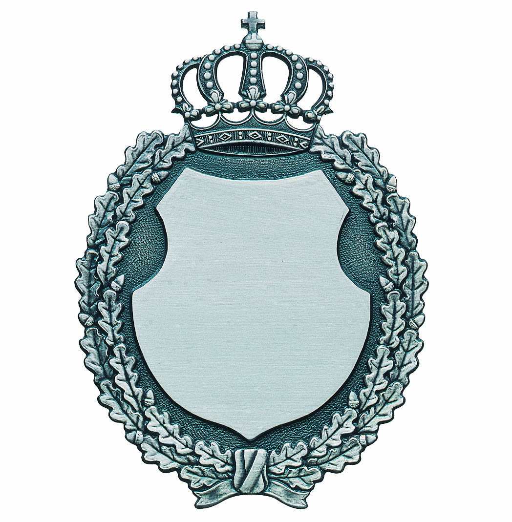 Schild versilbert mit Öse und Ring Schild versilbert mit Öse und Ring