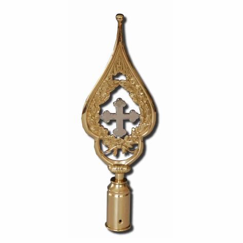 Rahmenspitze Kreuz, Messing poliert, Höhe 28cm