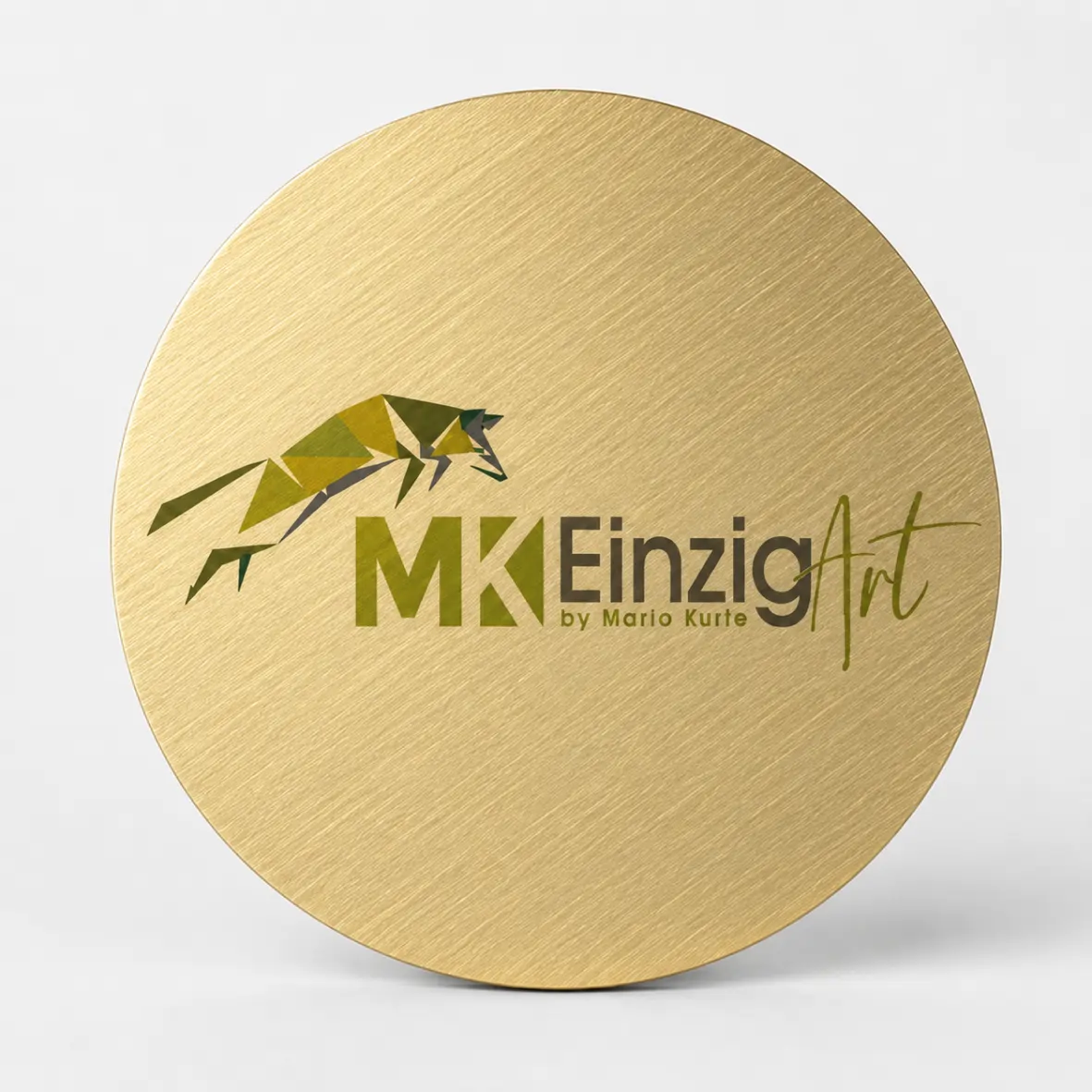 gold, rund, Metallplatte, Gravur, Logo