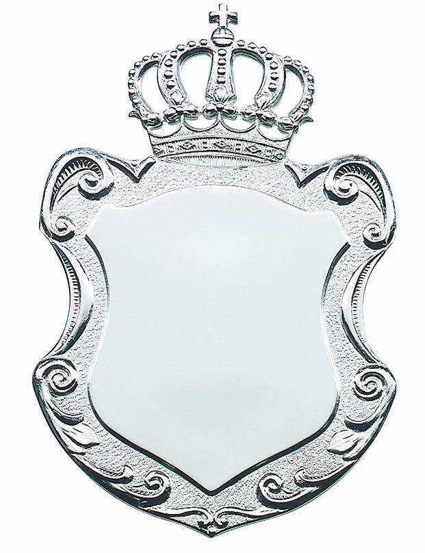 Schild versilbert mit Öse und Ring Schild versilbert mit Öse und Ring