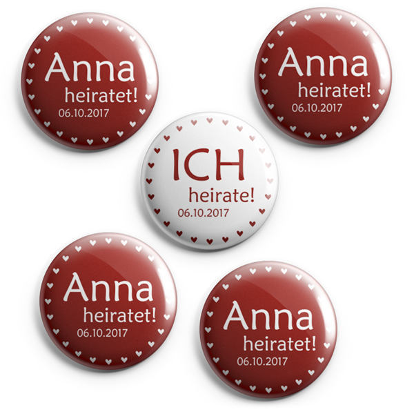 Buttons "Hochzeit" 10er Set