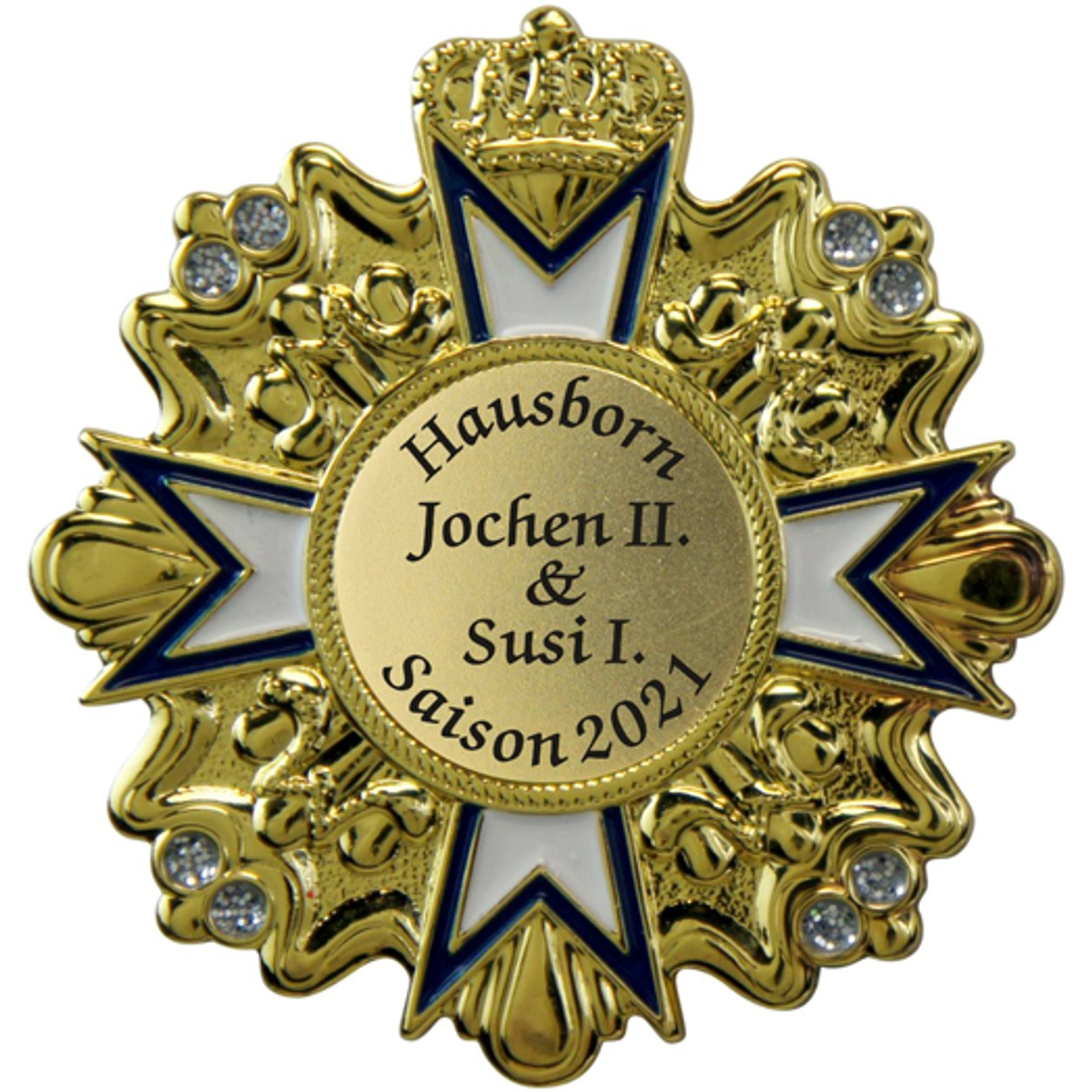 Karnevalsorden, goldfarben, Emaille, Strasssteine, Saison 2021