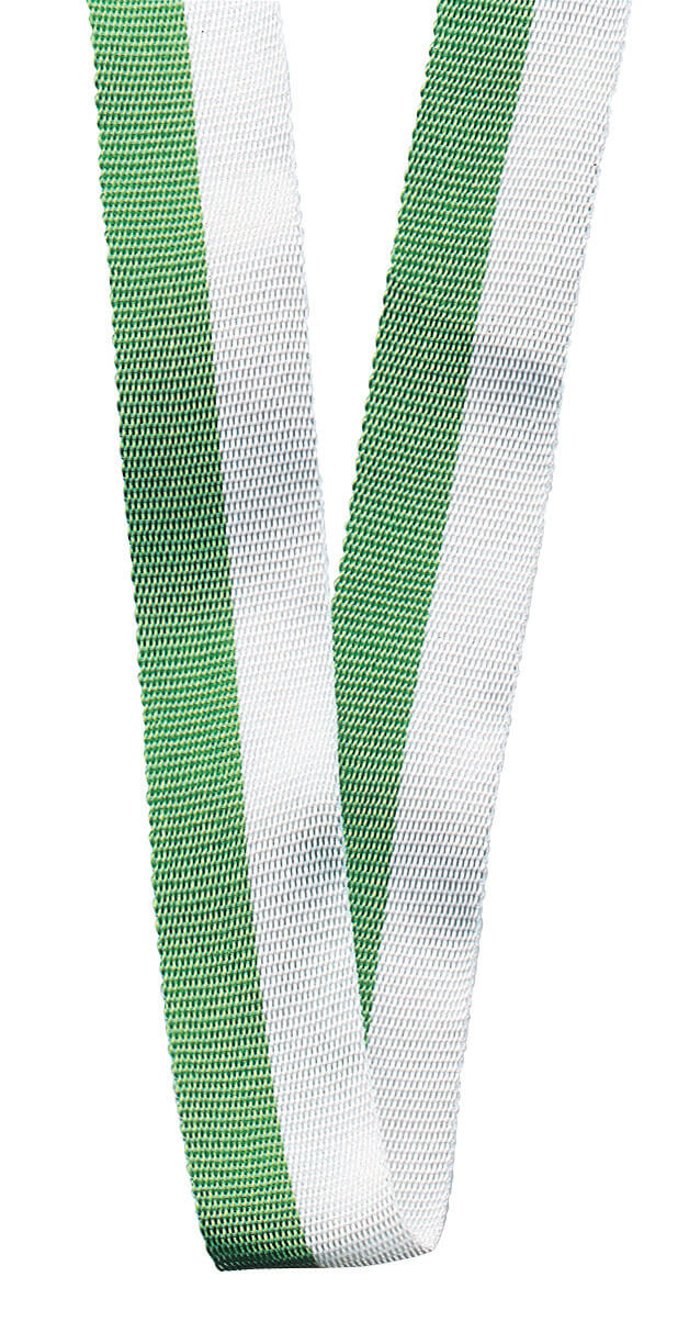 Halsband blau-weiß für Medaille und Orden, Band in Grün-Weiß Halsband blau-weiß für Medaille und Orden von EinzigArt, gewebtes Band mit längs verlaufenden Streifen in Grün und Weiß