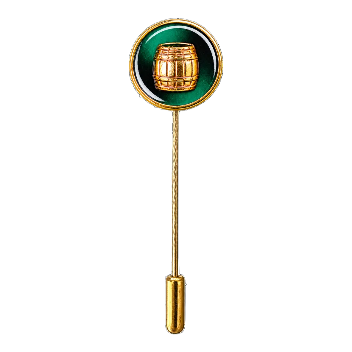 uhr, nagelpin, rundemblem, grün, gold