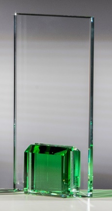 Eckige Glastrophäe Smaragdgrün Größe: 220 x 100mm