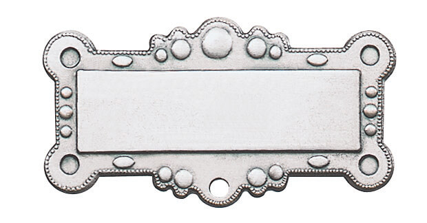 Aufhänger bronzefarbig mit Scharniernadel in verzierter Schildform aus Metall Aufhänger bronzefarbig mit Scharniernadel, rechteckige Schildform mit verziertem Rand und freiem Mittelfeld aus Metall für Orden, Auszeichnungen oder Schützenmedaillen