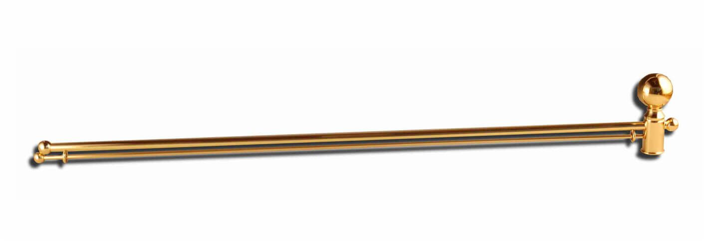 Standartenträger mit Kugelabschluss in goldfarbener Optik Standartenträger für Vereinsfahne oder Zimmerfahne, lange Stange in goldfarbener Optik mit Kugelabschluss und Hülse am Ende