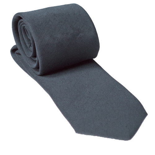 Krawatte grau Shantung von EinzigArt Graue Shantung-Krawatte von EinzigArt, gerollt dargestellt mit schmal zulaufender Spitze und leicht strukturierter Oberfläche.