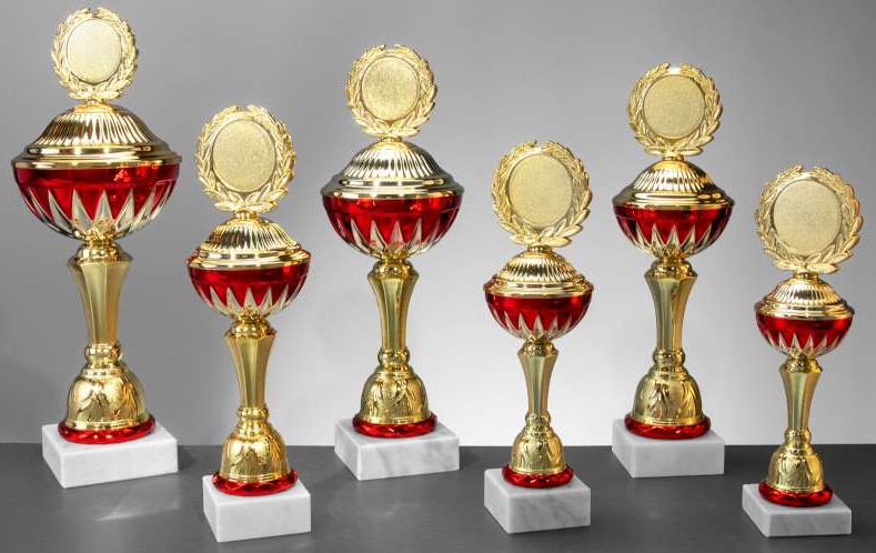 Pokal Alena gold / rot H 315 mm / D 90 mm Pokal Alena gold / rot H 315 mm / D 90 mm